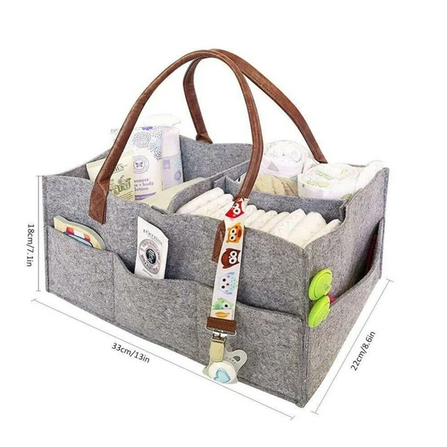 Large Baby Diaper Caddy Organizer Nursery Bag Pregnancy Gray - White Polka Dots 2