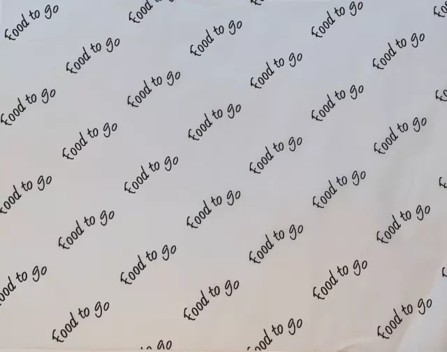 Printed greaseproof paper sheets 'food to go' design 350 x 450mm
