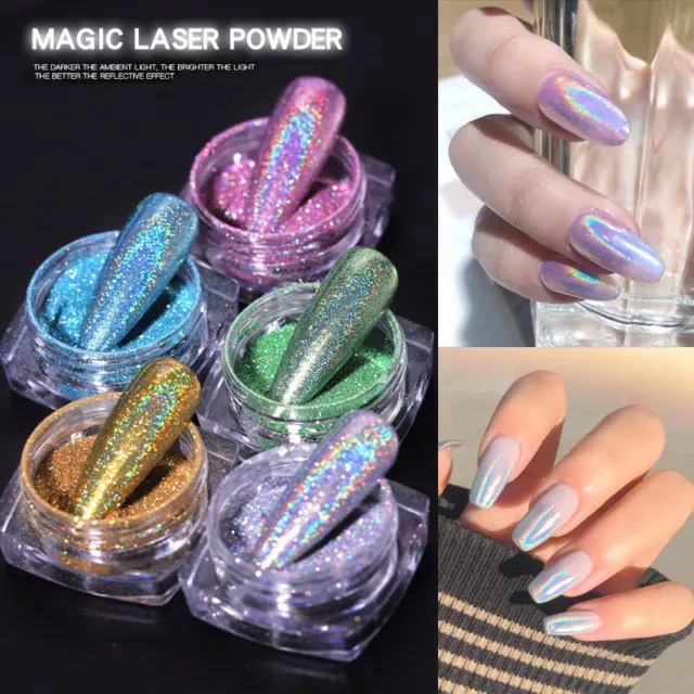 Mirror Effect Shiny Silver Nail Art Powder Chrome Pigment Dust Decor Manicure #