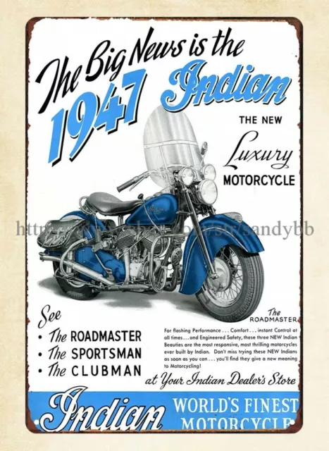 1947 Indian Motorcycle ad metal tin sign metal wall art living room