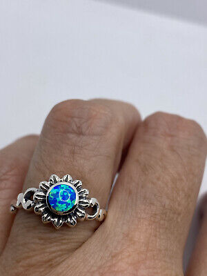 Vintage Opal Celtic Ring 925 Sterling Silver Size 6.75 Deco