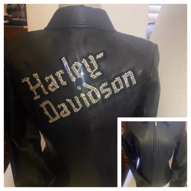 harley davidson leather BLING  ladies jacket size small