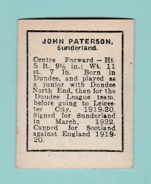Sunderland  F.c.  -  Footballer  - J. Paterson (B) -  D. C. Thomson  -  C 1930 2