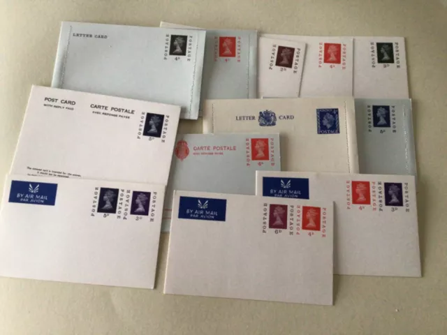 GB Stationery stamped letter cards & postcards  12 mint items  A10796