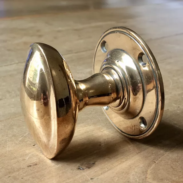 Solid Brass Door Knob Handle Vintage Pull Antique Oval Goose Egg Shape