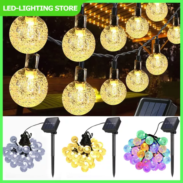 12M 100LED Solar Powered Retro Bulb String Lights Garden Outdoor Fairy Lamp