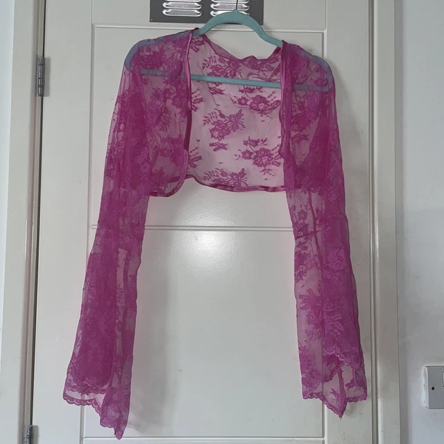 Bellissimo bolero in pizzo rosa Grace and Flair taglia 24 indossato una volta