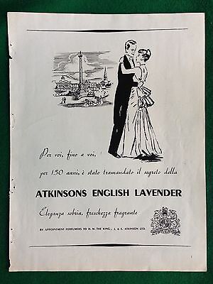 advertising Pubblicità 1948 ATKINSONS ENGLISH LAVENDER 
