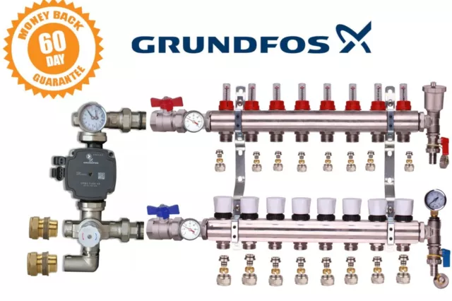 Grundfos Underfloor Heating Manifolds 9 To 12 Ports A Rated Pump Pack Kit