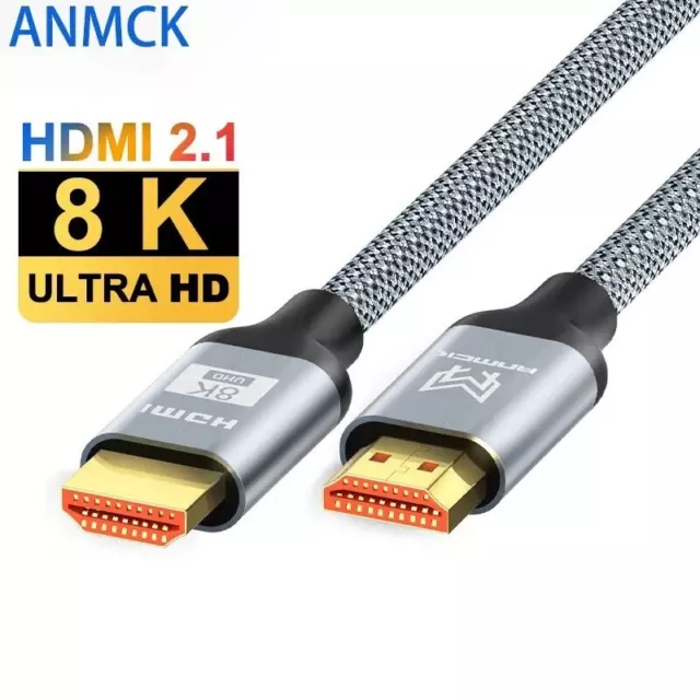 Cable HDMI 2.1 4K 120Hz 8K 50cm compatible HDR UHD ARC 48Gb/Sec. Robuste 0.5m