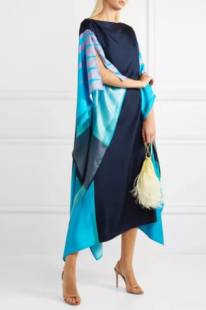 Long Soft Silk Crepe,  Dress Maxi Womens Maxi Beachwear Cover-Ups Caftan J5613