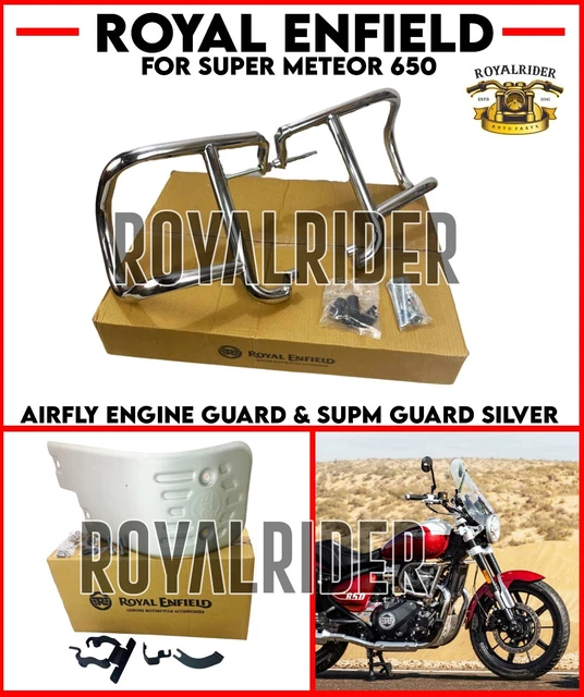 ROYAL ENFIELD &AIRFLY ENGINE GUARD & SUMP GUARD BLACK" For Super Meteor 650 £142.55 PicClick UK