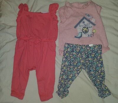 Girls 0-3 Months Bundle jumpsuit Dungaree Floral Top Leggings outfit Next Day