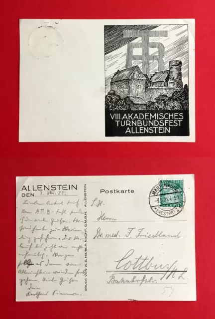 Anlass AK ALLENSTEIN in Ostpreussen 1925 VIII. Akademisches Turnbundfest ( 47995