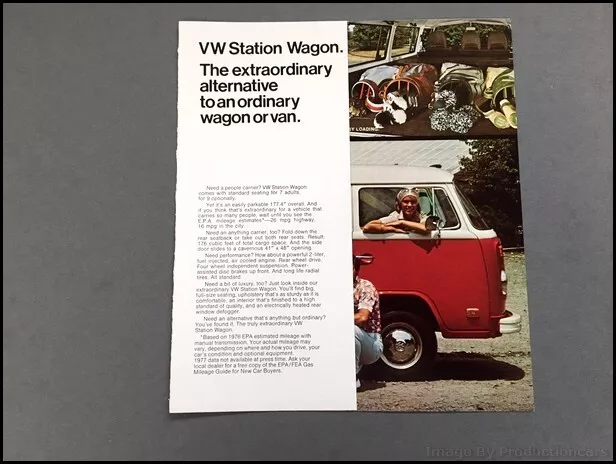 1977 VW Volkswagen Station Wagon Van 1-page Vintage Car Sales Brochure Folder