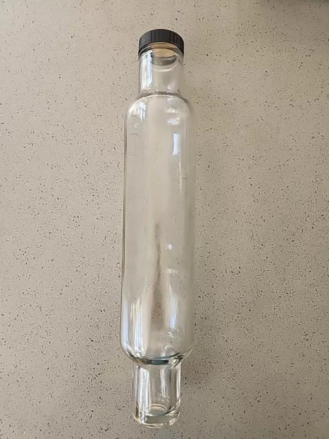 Vintage Glass Rolling Pin 14" Black  End Cap