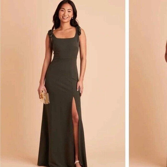 Birdy Grey ALEX CONVERTIBLE DRESS CREPE OLIVE Large New Bridesmaid Wedding NWT