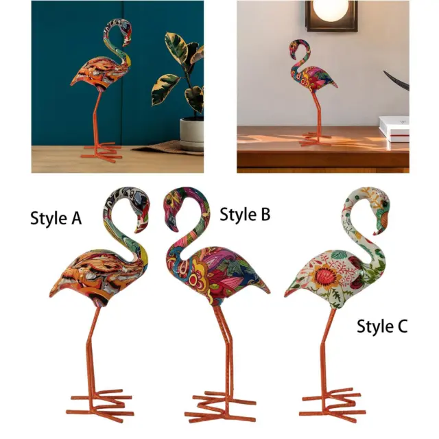 Resin Figurines Birds Sculptures Backyard Flamingo Garden Statue for Decor