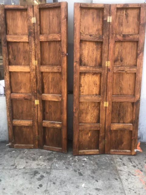 Spanish Revival Style Rustic Wood Bifold Doors With Hardware