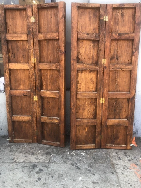 Spanish Revival Style Rustic Wood Bifold Doors With Hardware