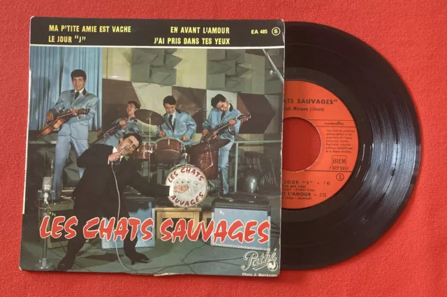 Les Chats Sauvages Rivers P ’ Tite Girlfriend Front EA485 Tab VG+ Vinyl 45T EP