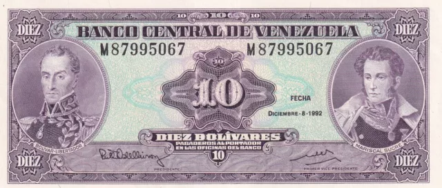 Billet de banque banknote money VENEZUELA 10 bolivares 1992 NEUF UNC NEW 067