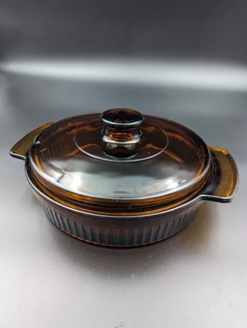 ANCHOR HOCKING AMBER Glass Ribbed Dish 1440 3 QT 9x14” Baking Casserole  Vintage $24.99 - PicClick