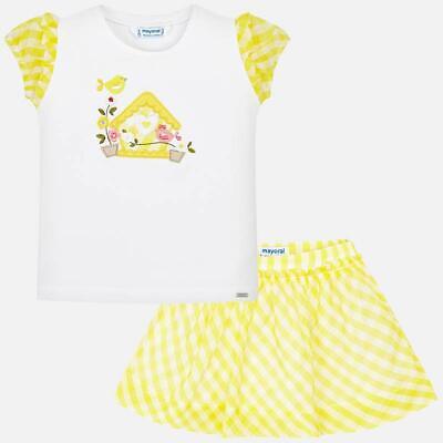 Mayoral Girl Gingham Skirt Set In Yellow (3959-069) Aged 2-8 Yrs