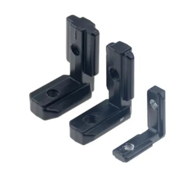 Black L Shape Interior Corner Joint Bracket with screws for EU Aluminum Profiles