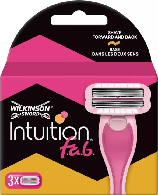 Pack 3 Lames de Rasoir WILKINSON Intuition FAB Recharge Femme Rasage 2 sens NEW*