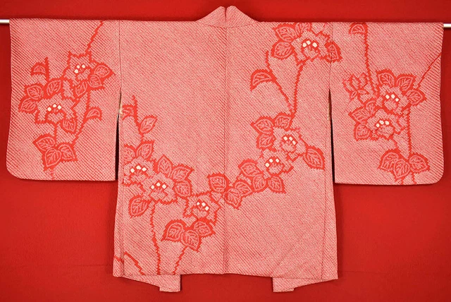 Vintage Japanese Kimono Silk Antique BORO HAORI Kusakizome SHIBORI/A159/500