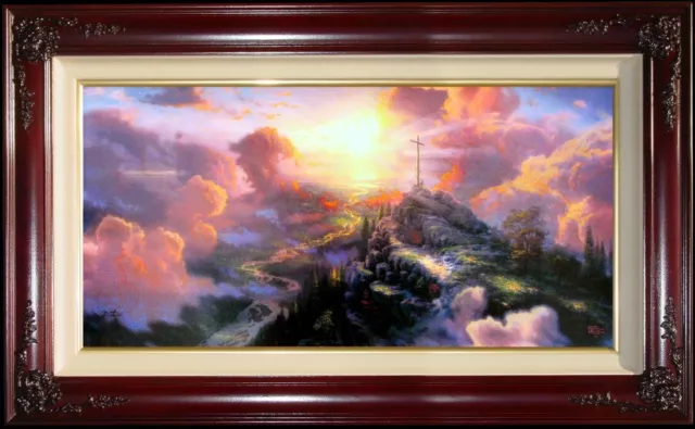 Thomas Kinkade The Cross 12x24 A/P with Silkscreen Sketch on Back of Canvas
