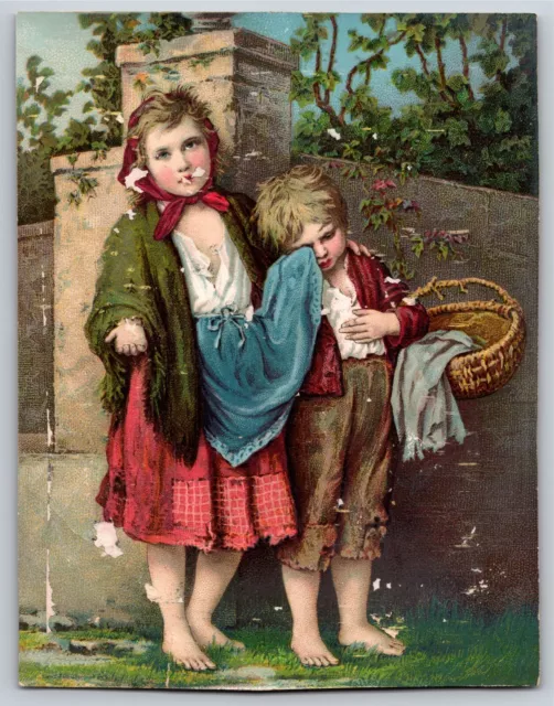 Beggar Children Chas. E. Chittenden Dr. Jayne's Victorian Trade Card - Trimmed