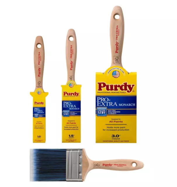 Purdy Pro Extra Monarch Stiff Bristle Synthetic Paint Brushes 1",1.5", 2", 3"