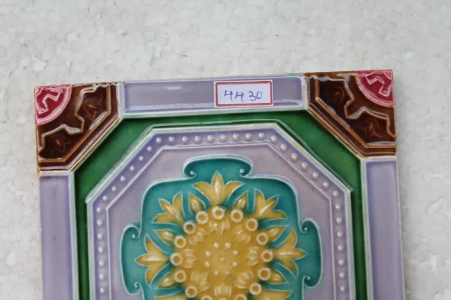 Vintage Tile Art Nouveau Majolica Yellow Flower Design Architecture Tile Nh4430 2