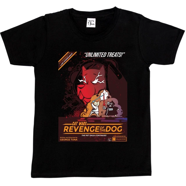 1T-shirt bambini ragazzi gatto guerre vendetta del cane parodia