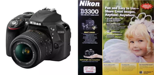 NEW Nikon D3300 Digital SLR CAMERA OUTFIT Dual Zoom Lens Wi-Fi Case 32GB SD Card