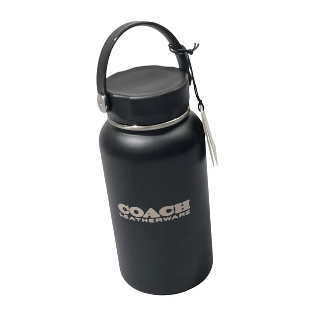 Coach Leatherware Metal Water Bottle in Black NWT