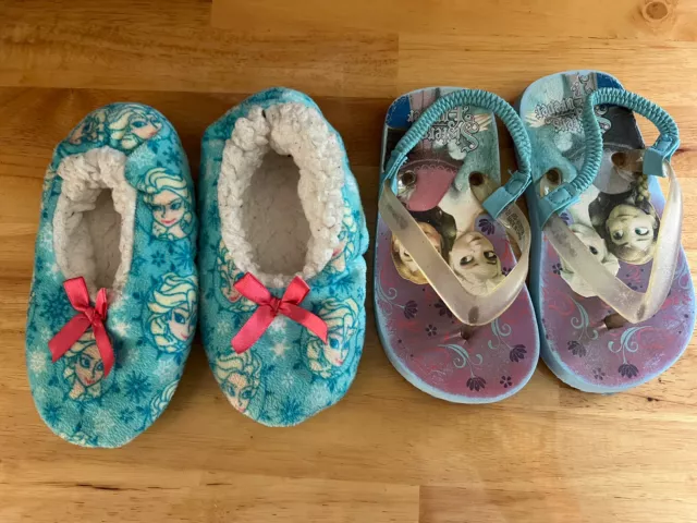 Toddler girls disney frozen sadals flip flops and house shoes - size 9/10