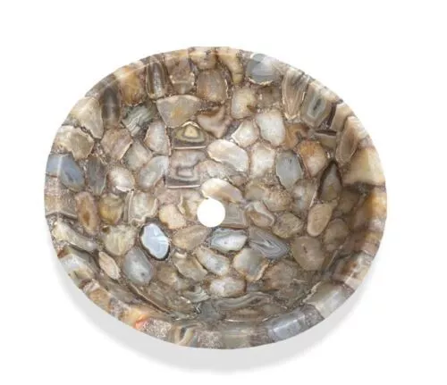 18" Ágata Piedras Lavabo/Lavabo Handmade Preciosas Trabajo Decoración Hogar