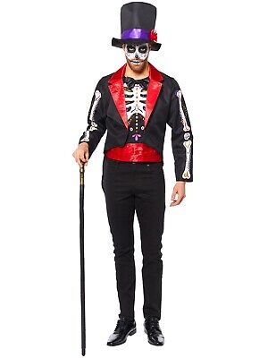 Abito elegante Halloween messicano DOTD giorno dei morti scheletro adulti uomo costume