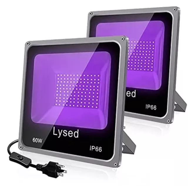 2 Pack 60w Black Lights For Glow Blacklight With Plug Ip66 Wat (PARTY LIGHTS)
