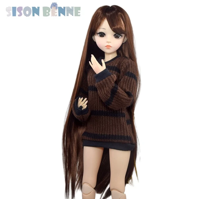 Poupée BJD 60cm Femme – Ensemble Complet + Robe Marron, Chaussures – SISON BENNE