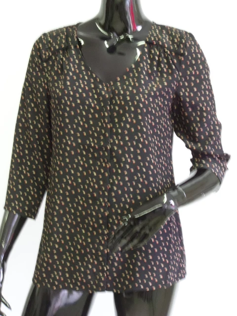 Chemisier Femme Good Look Noir En Polyester, Manches 3/4, Taille M - Neuf Avec étiquettes