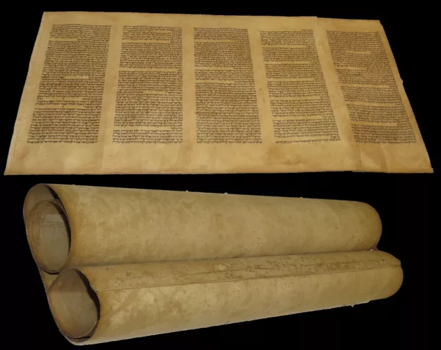 Large Rare Torah Bible Manuscript Vellum Leaf 150-200 Yrs Old From Italy