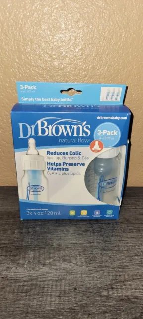 Dr. Brown's BPA Free Natural Flow Standard Neck Bottle, 4 oz, 3 Bottles