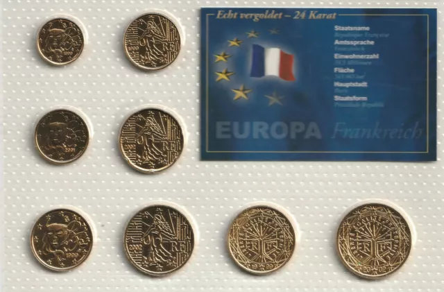 Euro-Kursmünzenzensatz Frankreich - vergoldet
