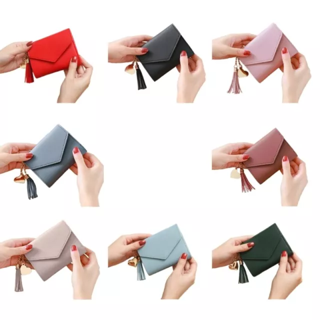 Short Wallet Card Holder Change Pouch Card Case Solid Color Purse for Women