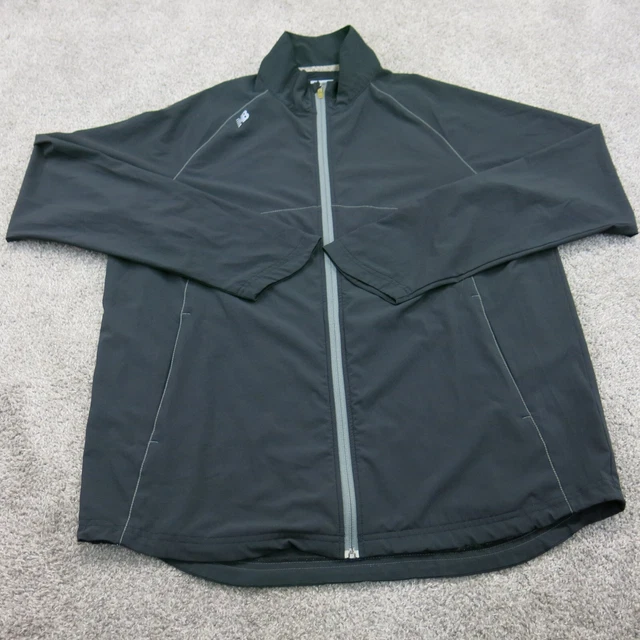 New Balance Mens Full Zip Up Jacket Long Sleeves Mock Neck Black Size X Large