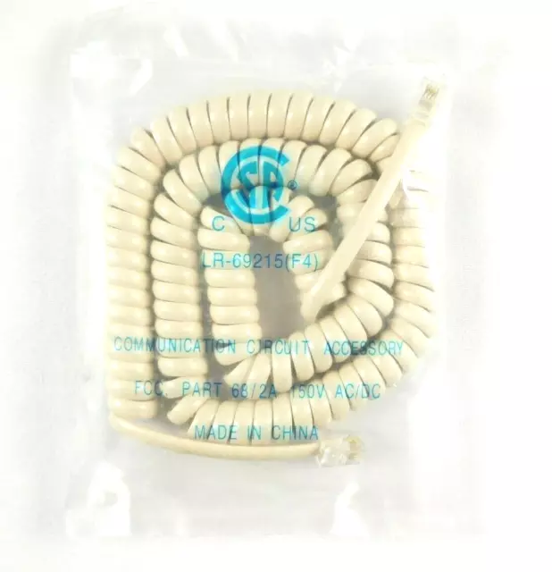 Coiled Phone Cord Beige LR-69215 F4, 2' FCC Part 68/2A 150V AC/DC - LOT OF 21